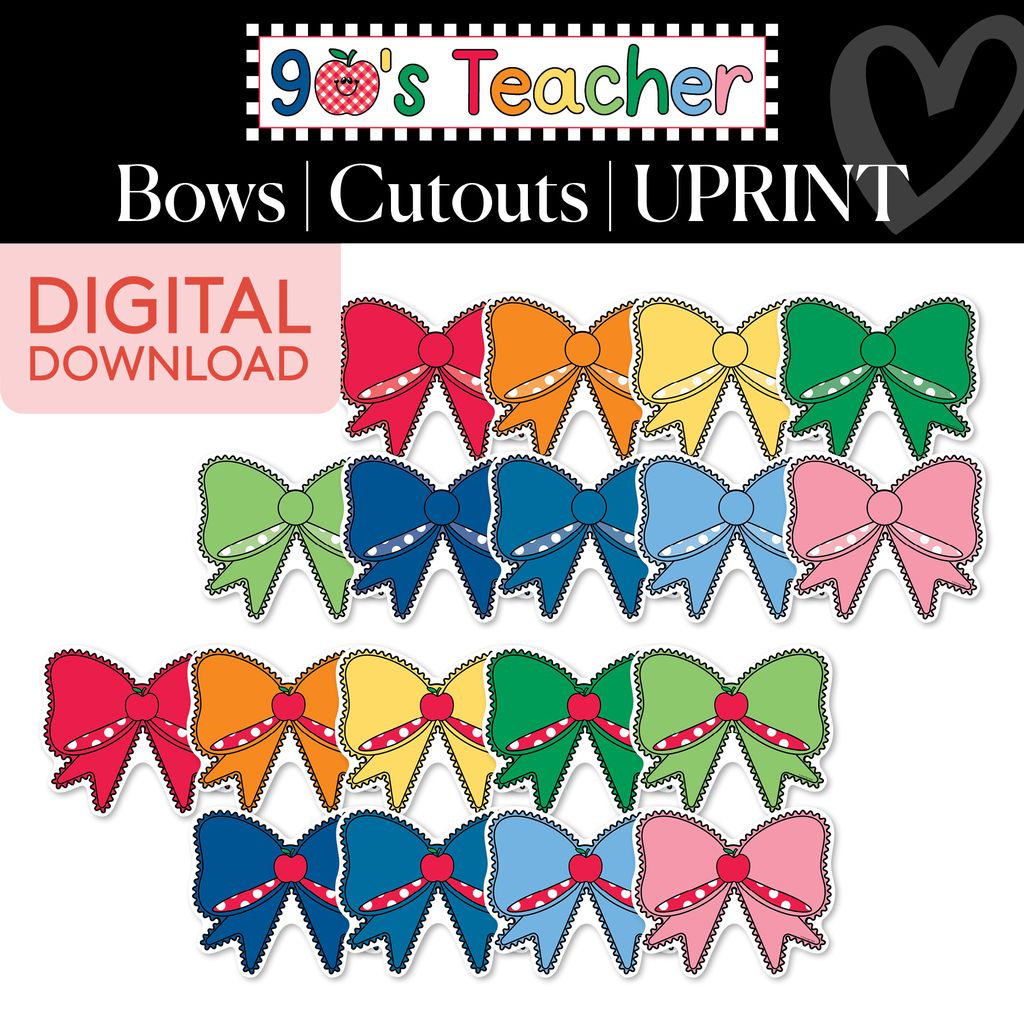 Printable Retro Bows Cutouts | 90s Teacher