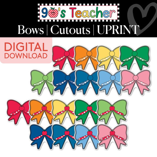 Printable Retro Bows Cutouts | 90s Teacher