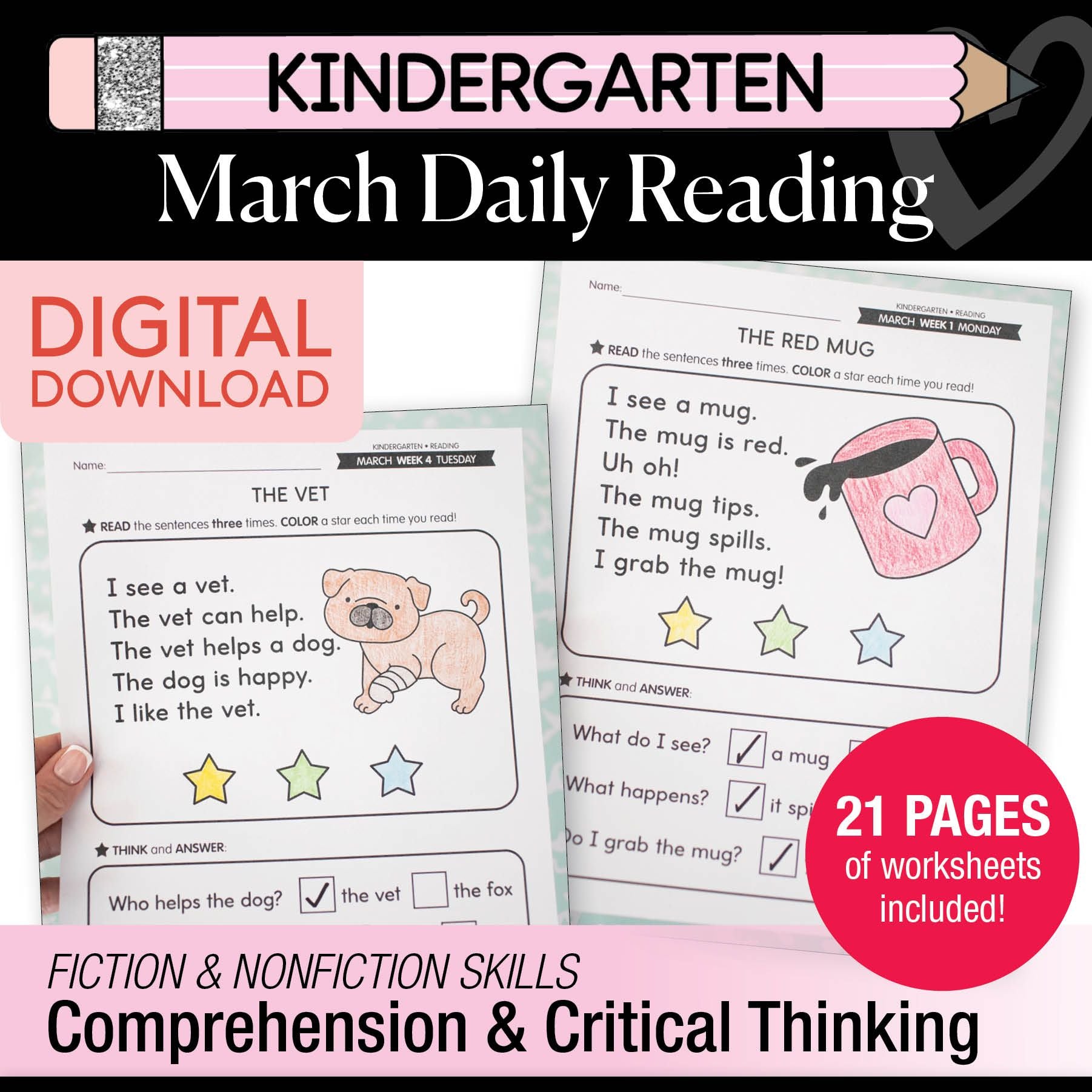Printable Kindergarten March Daily Reading