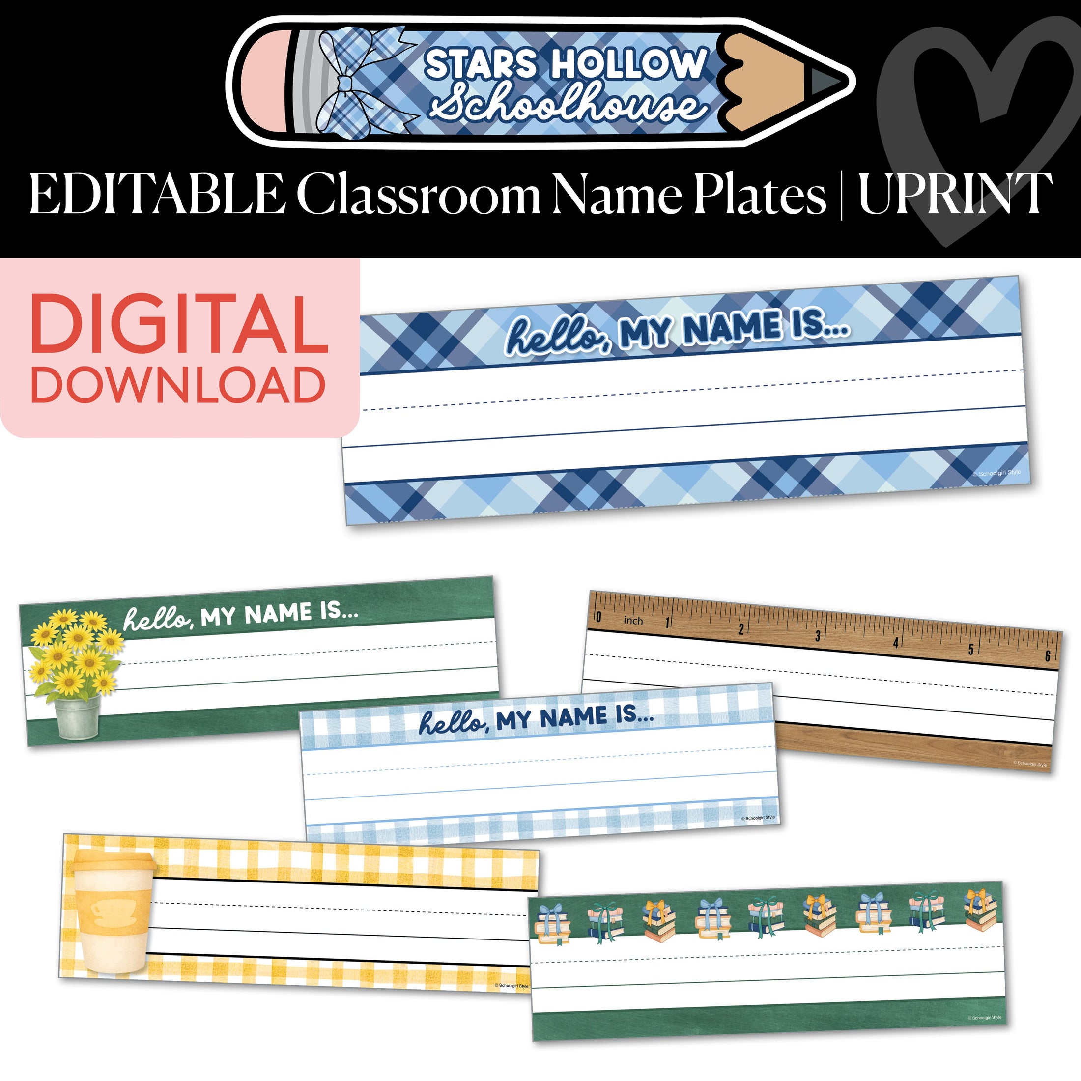 Printable Cozy Editable Classroom Name Plates | School in Stars Hollow