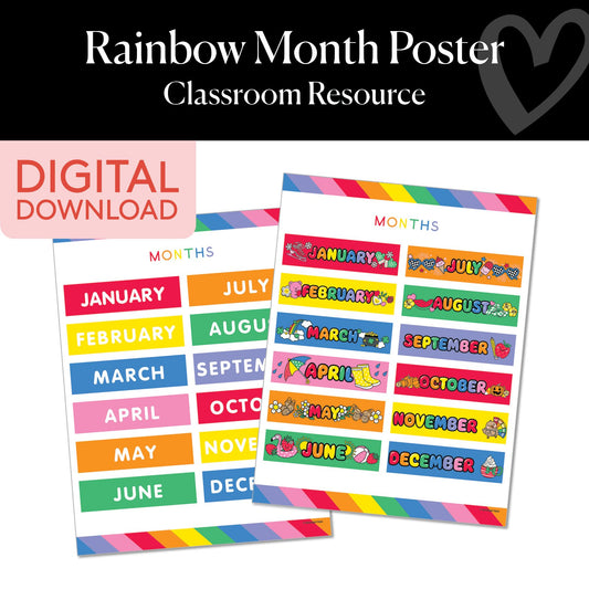 Printable Rainbow Months of the Year Poster