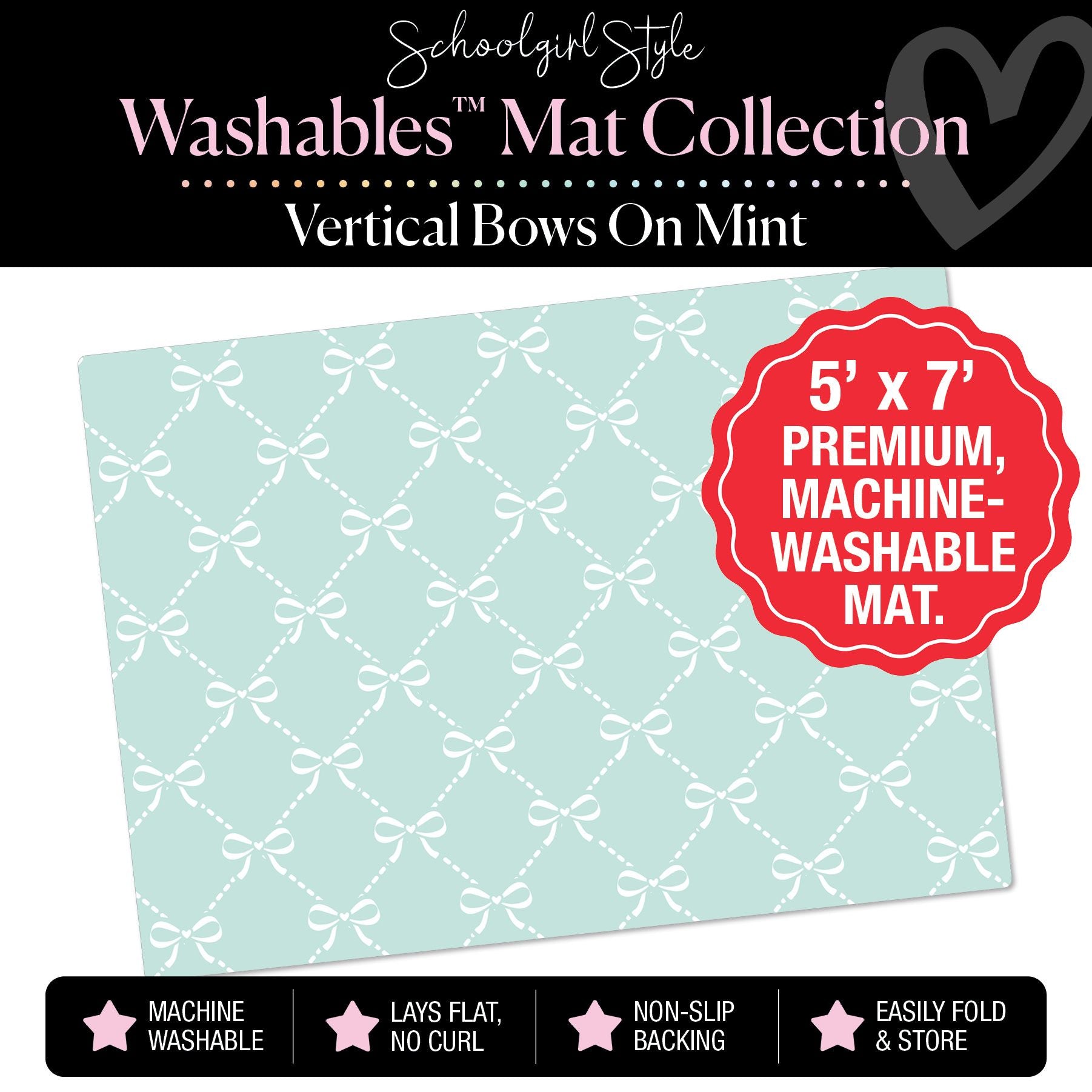 Vertical Bows on Mint Classroom Mat by Schoolgirl Style