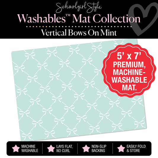 Vertical Bows on Mint Classroom Mat by Schoolgirl Style