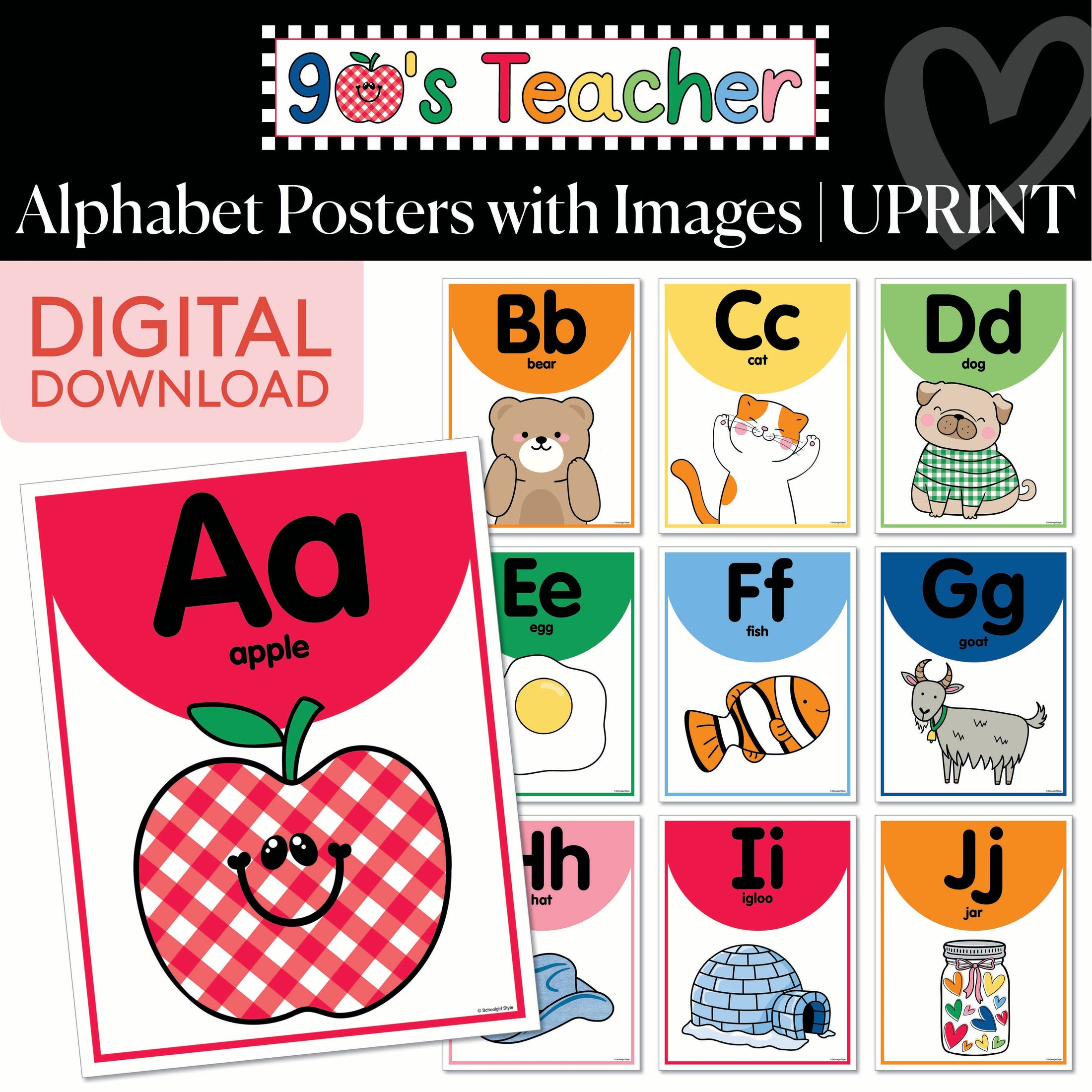Printable Retro Alphabet Posters | 90s Teacher