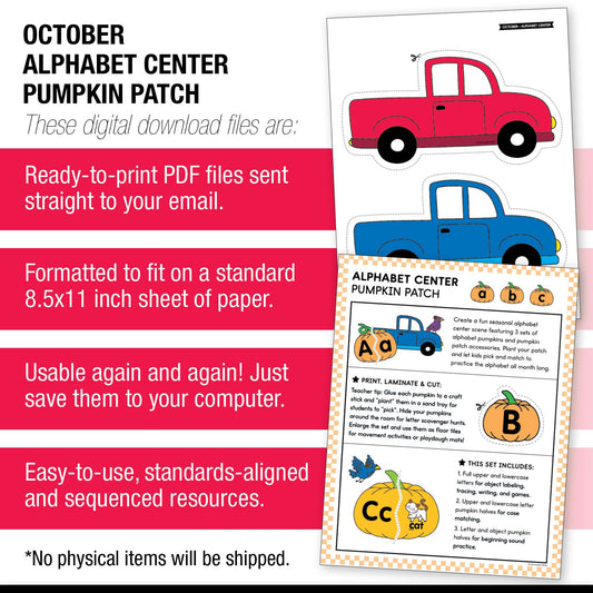 Printable Preschool October Alphabet Center Activities