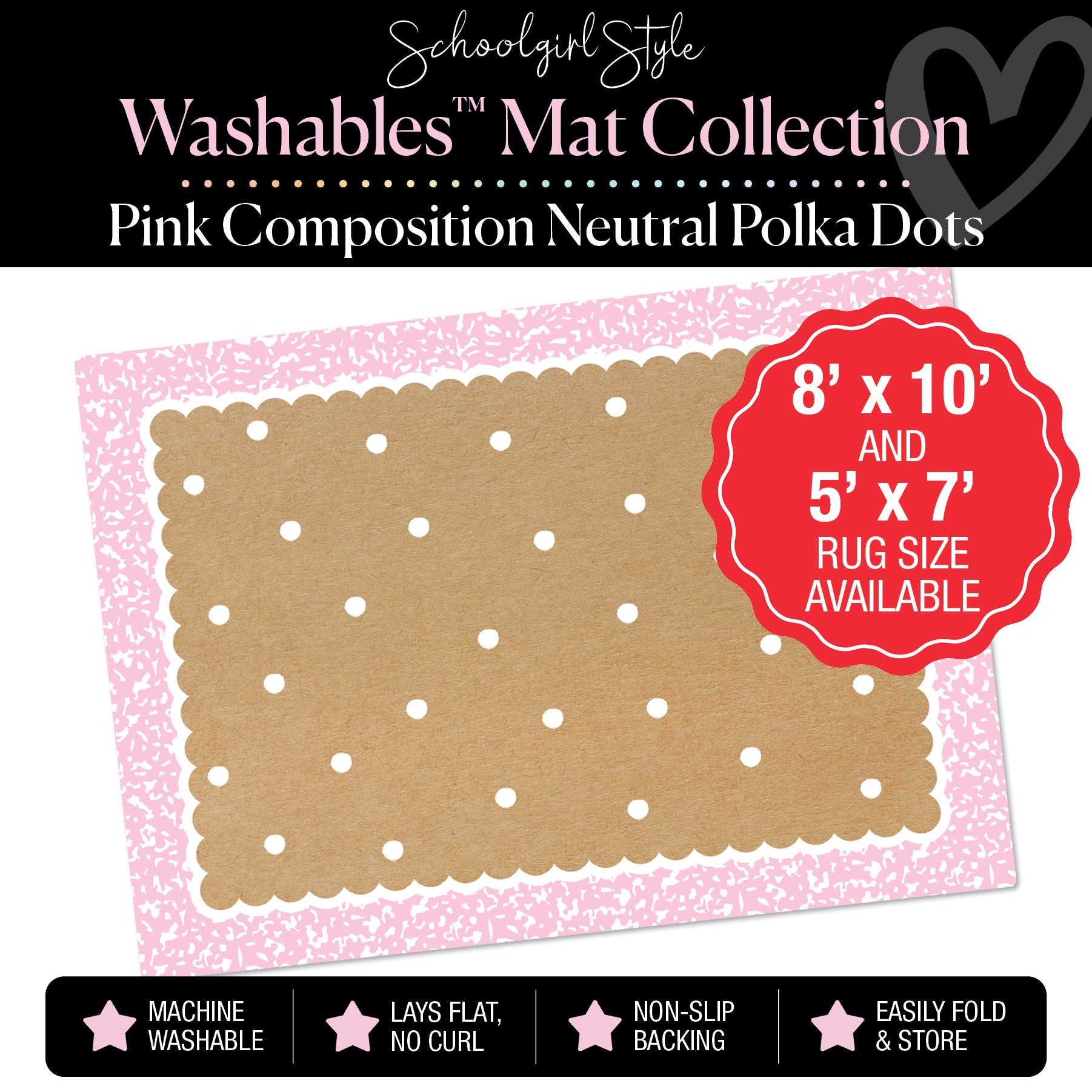 Pastel Pink Composition Border Scallop Banner Backdrop Classroom Mat by Schoolgirl Style