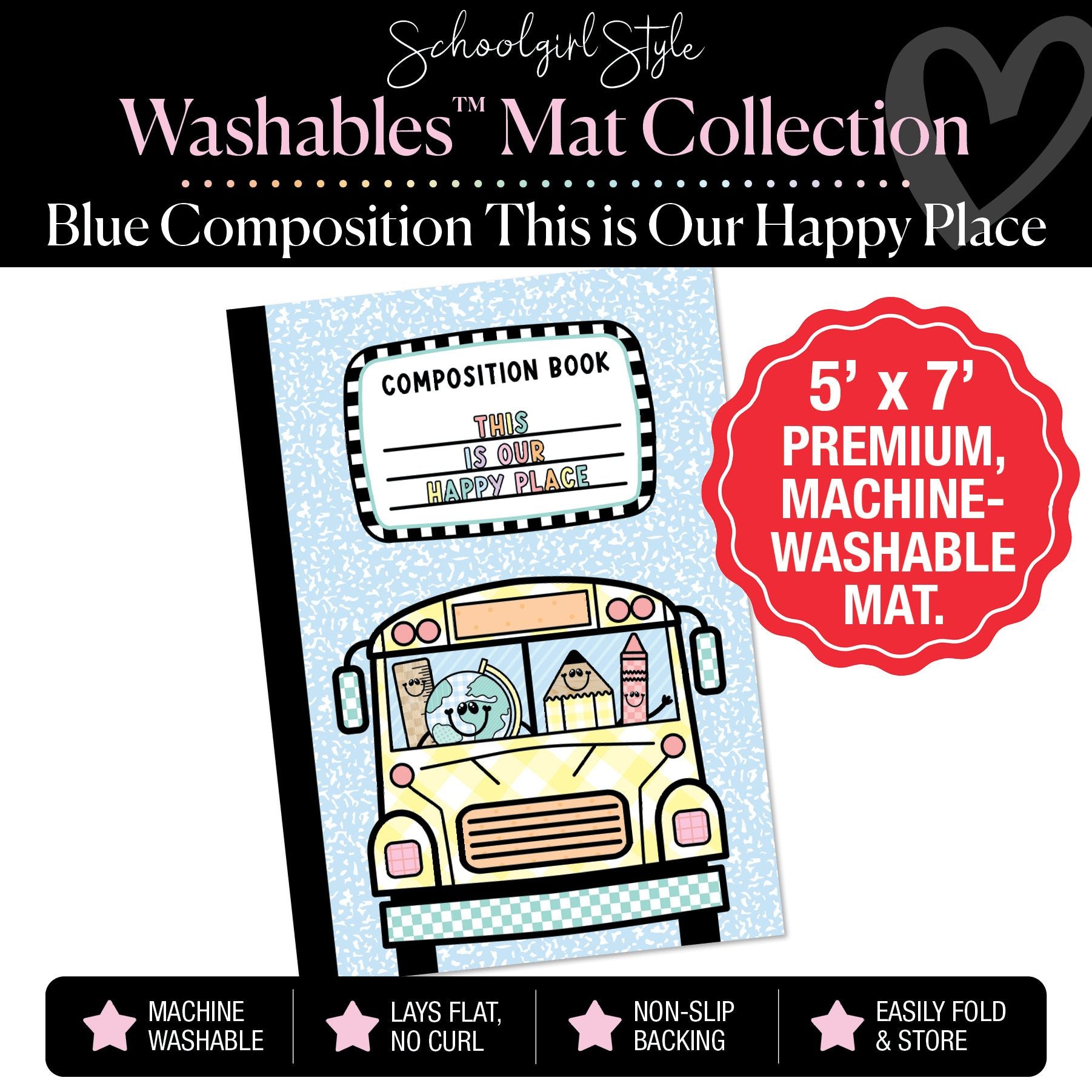 Blue Composition This Is Our Happy Place Classroom Mat by Schoolgirl Style