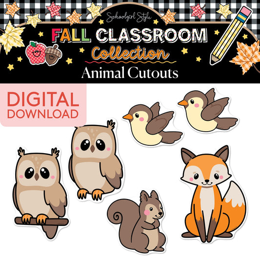 Printable Fall Animals Cutouts | 90s Teacher