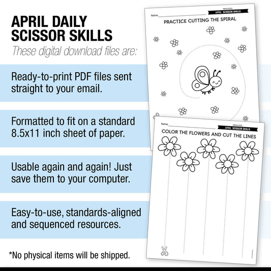 Printable Preschool April Daily Scissor Skills