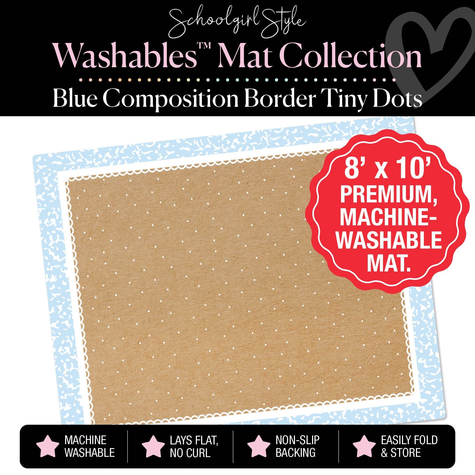 Blue Composition Border with Tiny Dots Classroom Mat by Schoolgirl Style