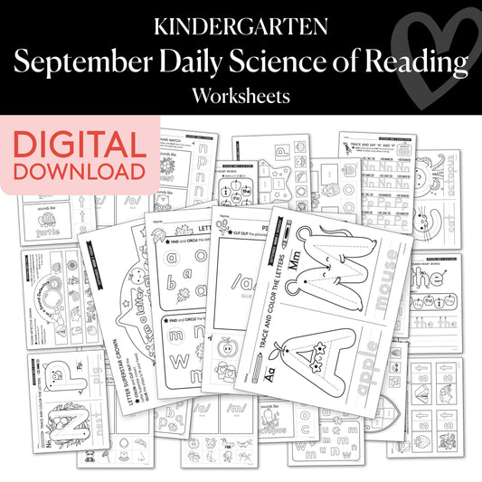 Kindergarten September Daily Science of Reading Worksheets