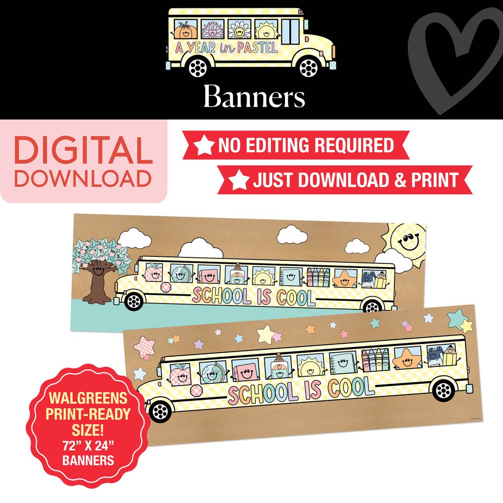 School is Cool Bus Walgreens Ready Kraft Style Banner | A Year In Pastel