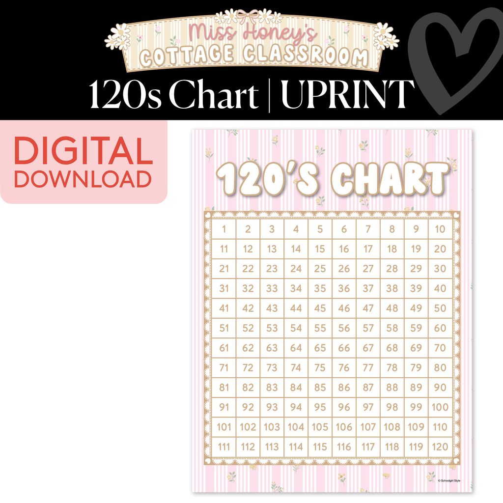 Printable Calming 120s Chart | Miss Honey's Cottage Classroom