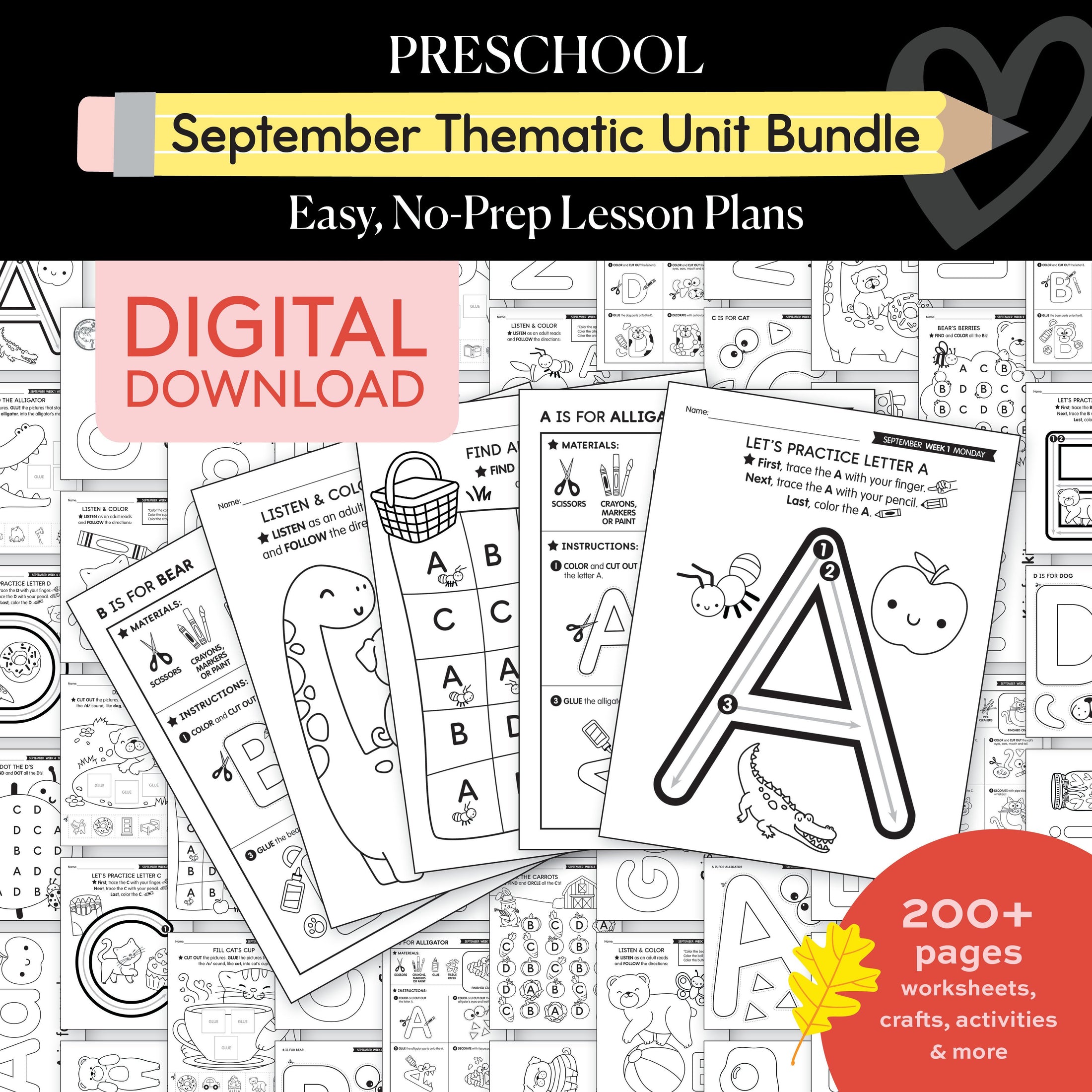 Preschool September Thematic Unit Bundle