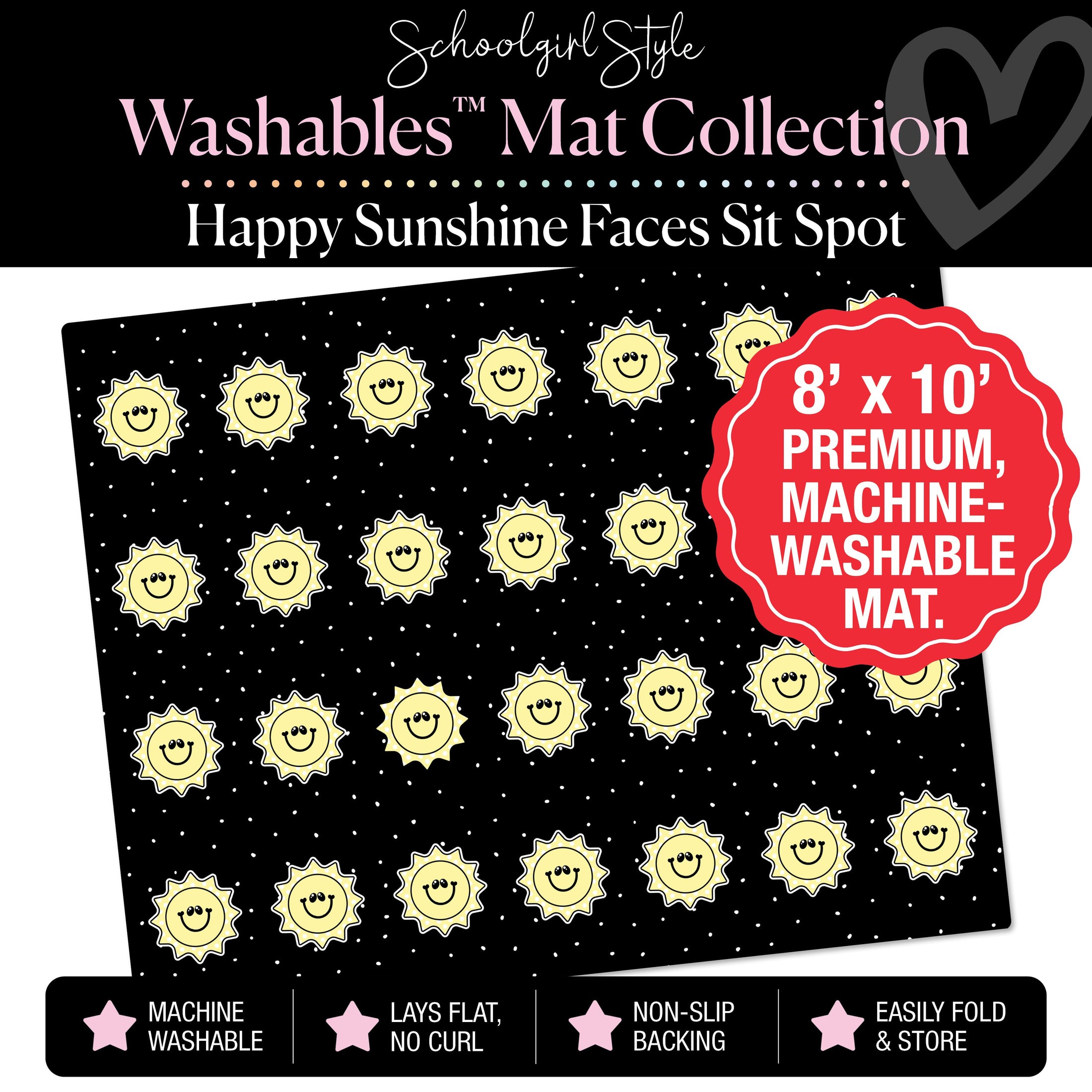 Happy Sunshine Faces Sit Spot Classroom Mat by Schoolgirl Style