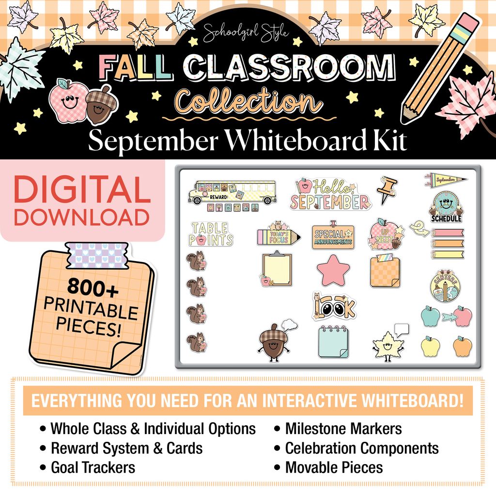 Printable Pastel Fall September Whiteboard Kit