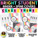 Bright Rainbow Editable Binder Covers & Spines