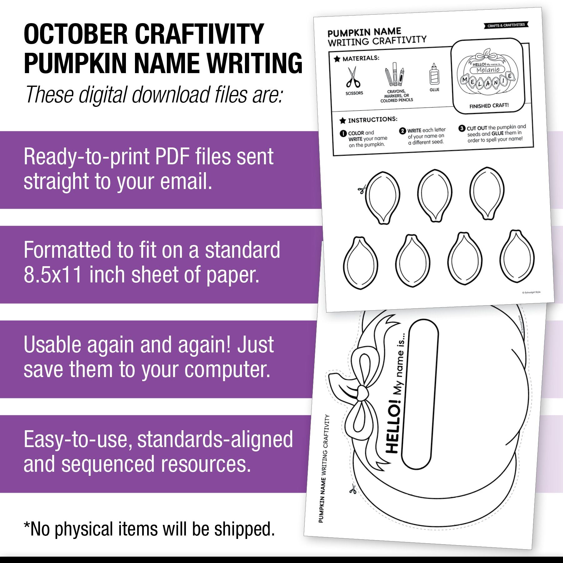 Printable Pumpkin Name Craftivity