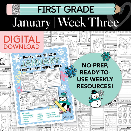 Printable First Grade January Week 3 Resources