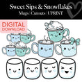 Load image into Gallery viewer, Printable Winter Mugs Cutouts | Sweet Sips and Snowflakes
