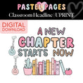 Load image into Gallery viewer, Printable Boho Pastel New Chapter Classroom Headline | Pastel Pages
