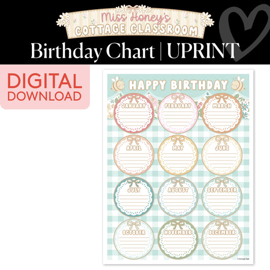Printable Calming Birthday Chart | Miss Honey's Cottage Classroom