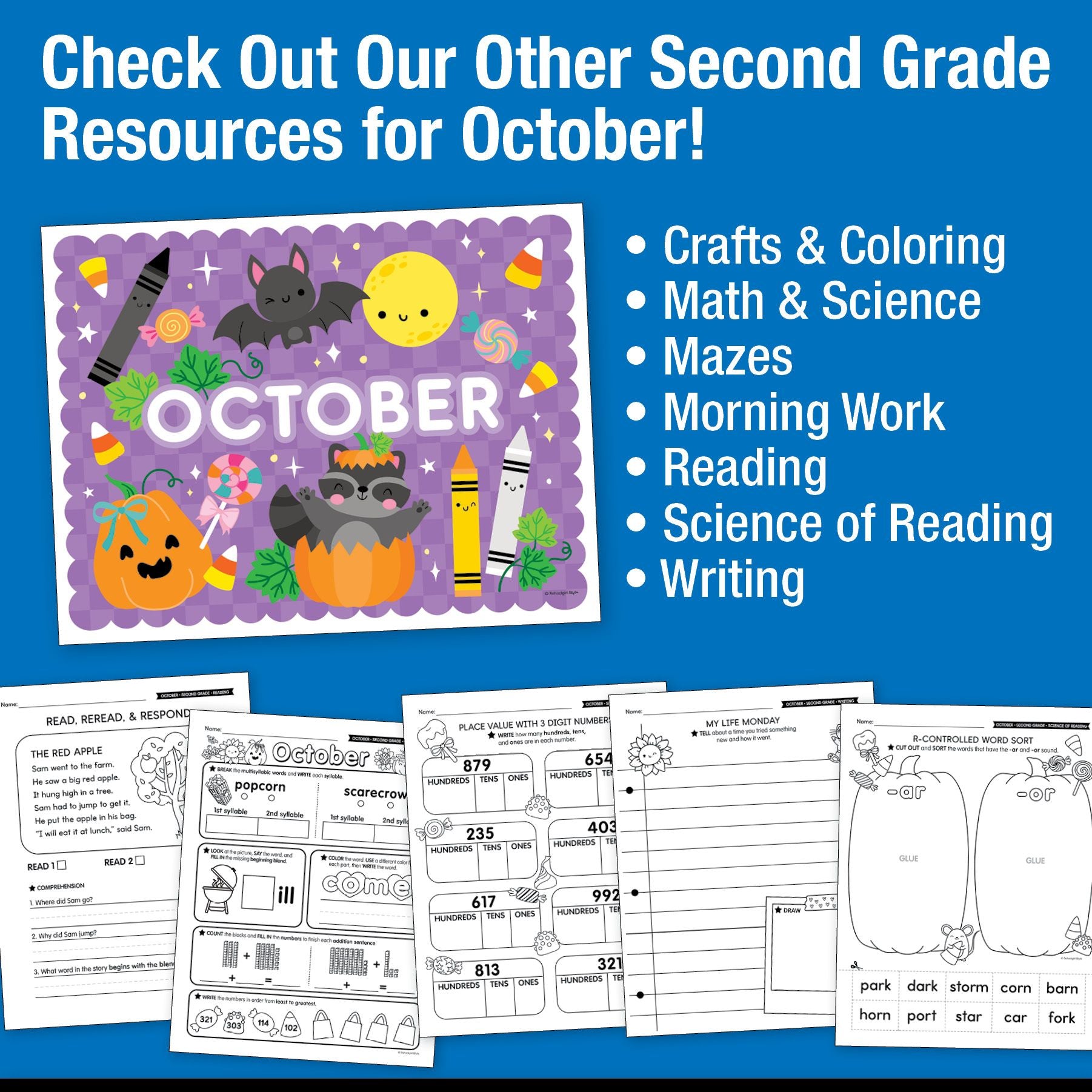 Printable Second Grade October Daily Heart Words
