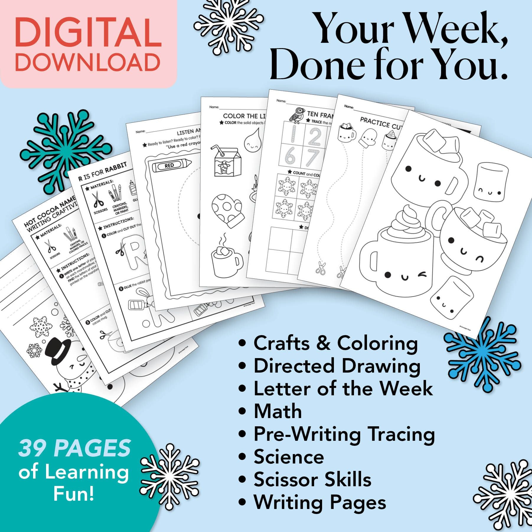 Printable Preschool January Week 2 Resources