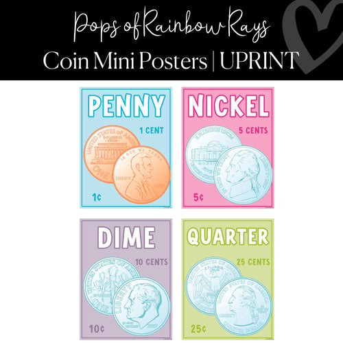Printable Classroom Coin Posters Classroom Decor Pops of Rainbow Rays by UPRINT 
