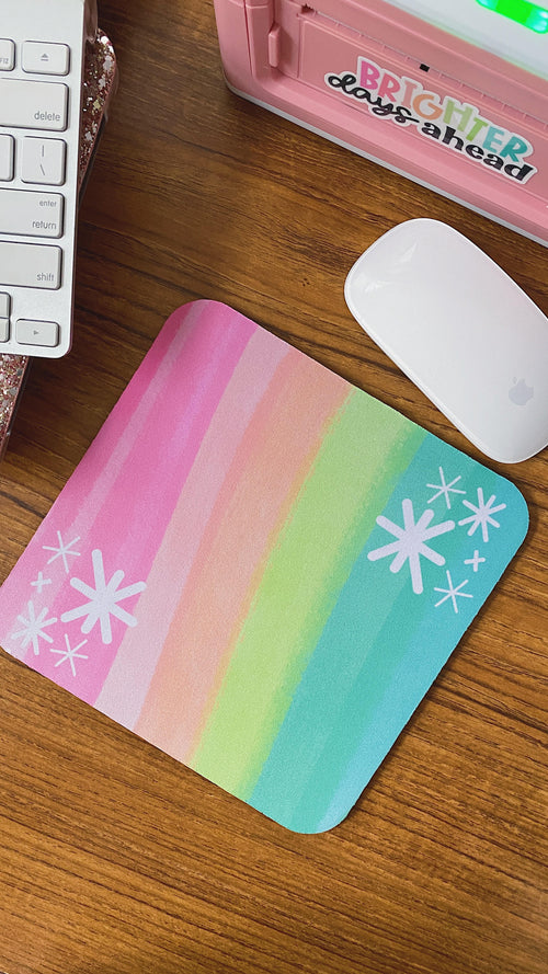 Rainbow Mouse Pad by The Pinapple Girl Design Co.