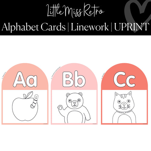 Printable Linework Alphabet Poster Retro Classroom Decor Little Miss Retro by UPRINT