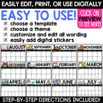 2024-2025 Editable Monthly Calendar Templates & Digital Planner Stickers