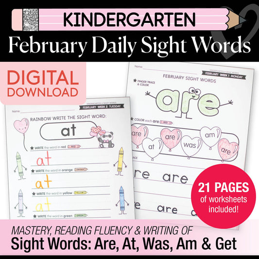 Printable Kindergarten February Daily Sight Words