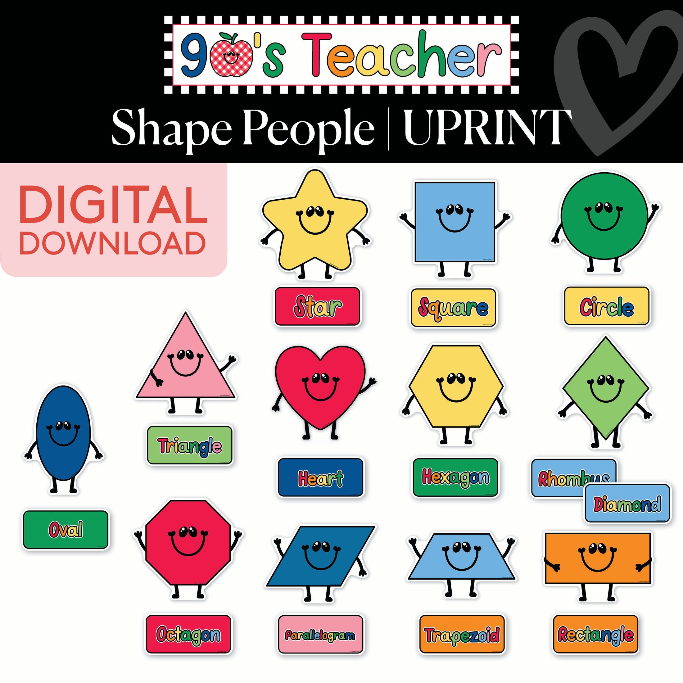 Printable Retro Shape People | 90s Teacher