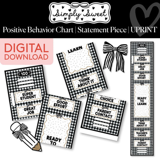 Printable Classic Black and White Positive Behavior Chart | Simply Sweet