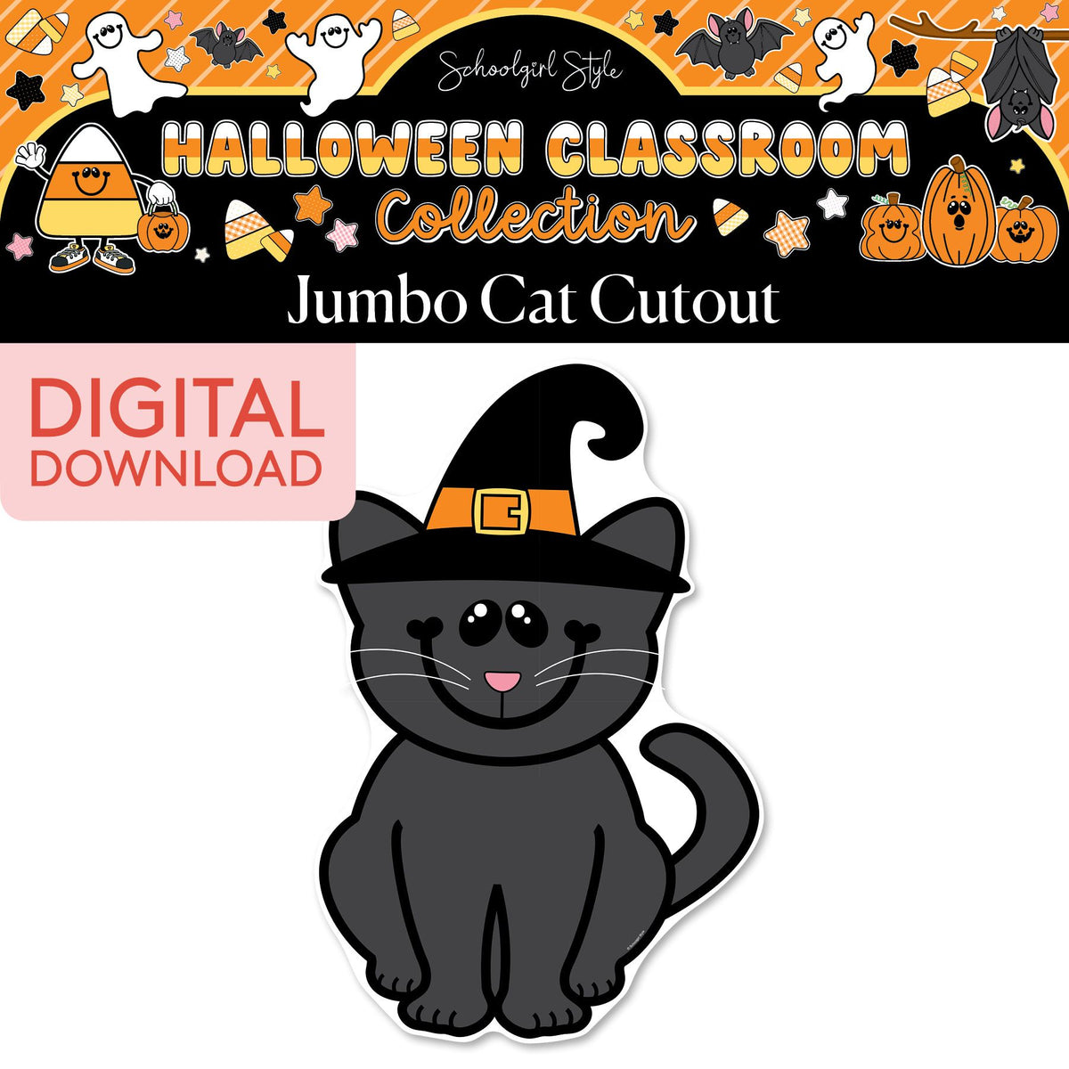 Printable Halloween Cat Jumbo Cutouts | 90s Teacher