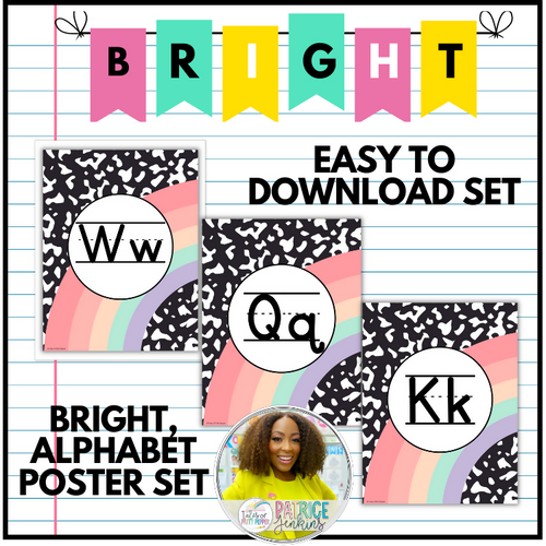 Bright Rainbow Alphabet Print Posters