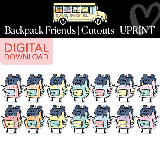 Printable Backpack Friends Cutouts | A Year In Pastel