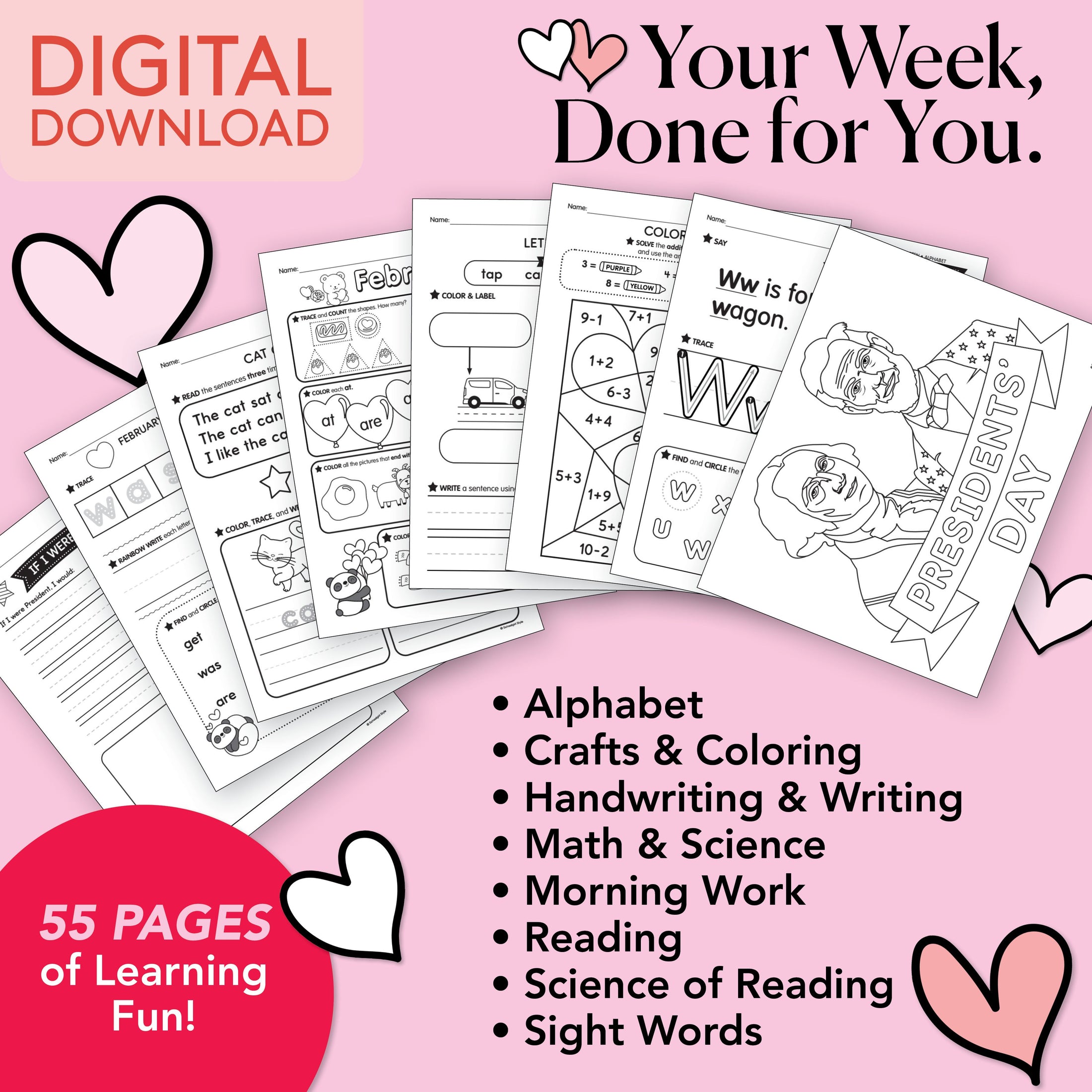 Printable Kindergarten February Week 3 Resources