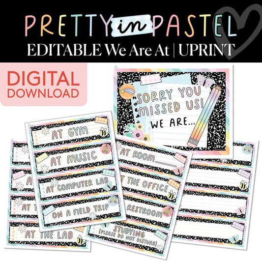 Printable Pastel We Are At Classroom Poster | Pretty in Pastel
