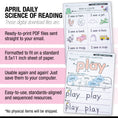 Load image into Gallery viewer, Printable Kindergarten April Daily Science of Reading
