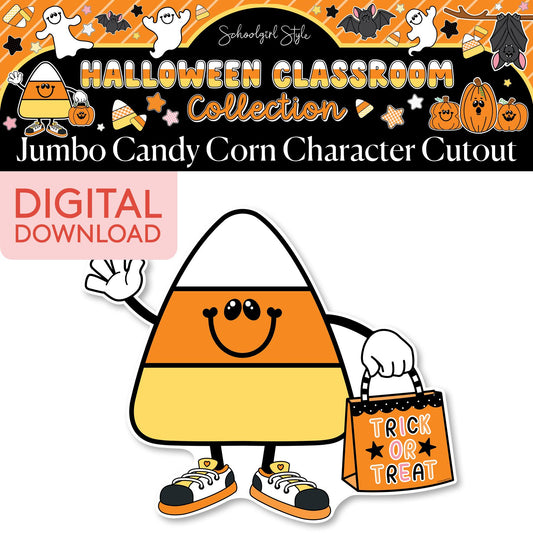 Printable Halloween Candy Corn Character Jumbo Cutouts | 90s Teacher