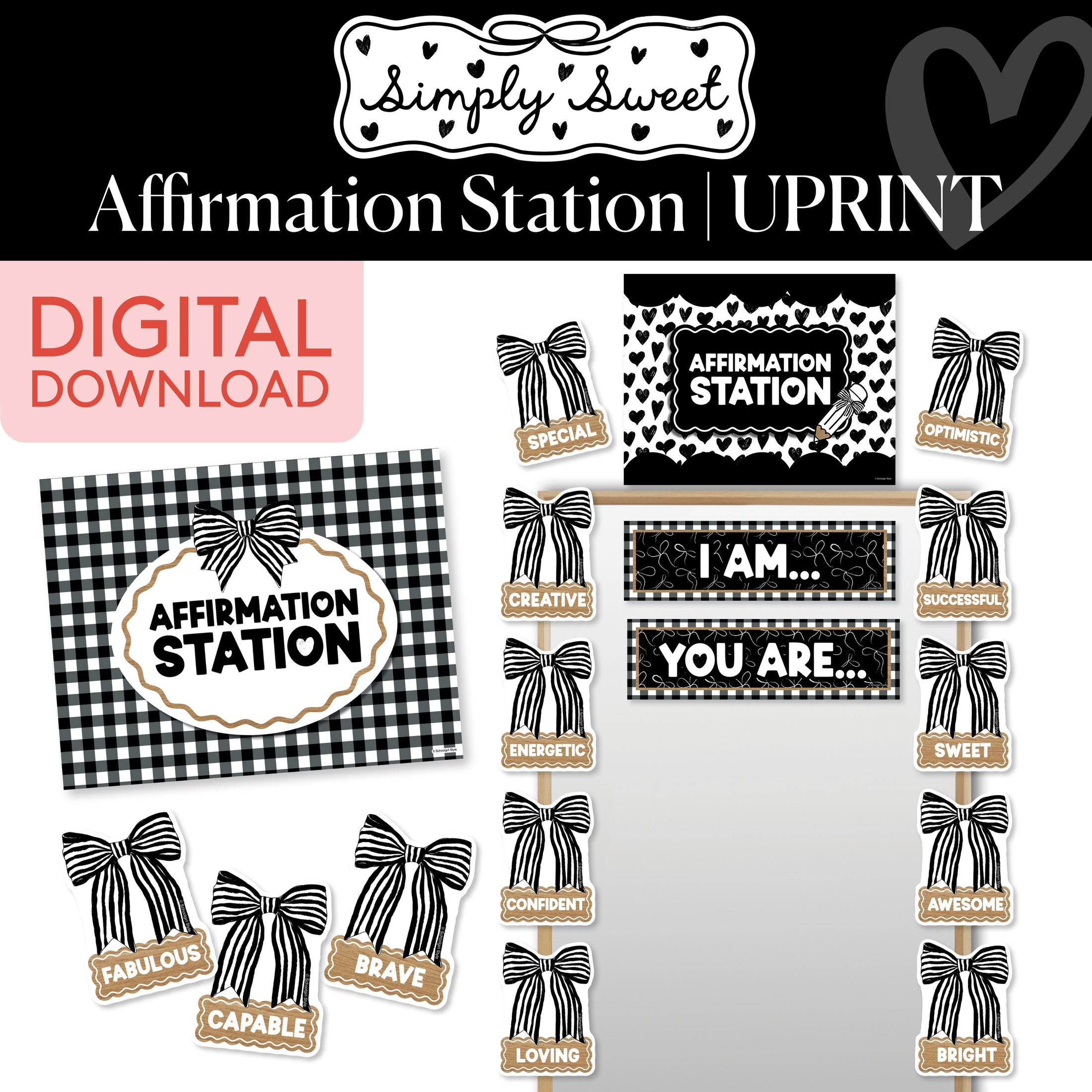 Printable Classic Black and White Affirmation Station | Simply Sweet