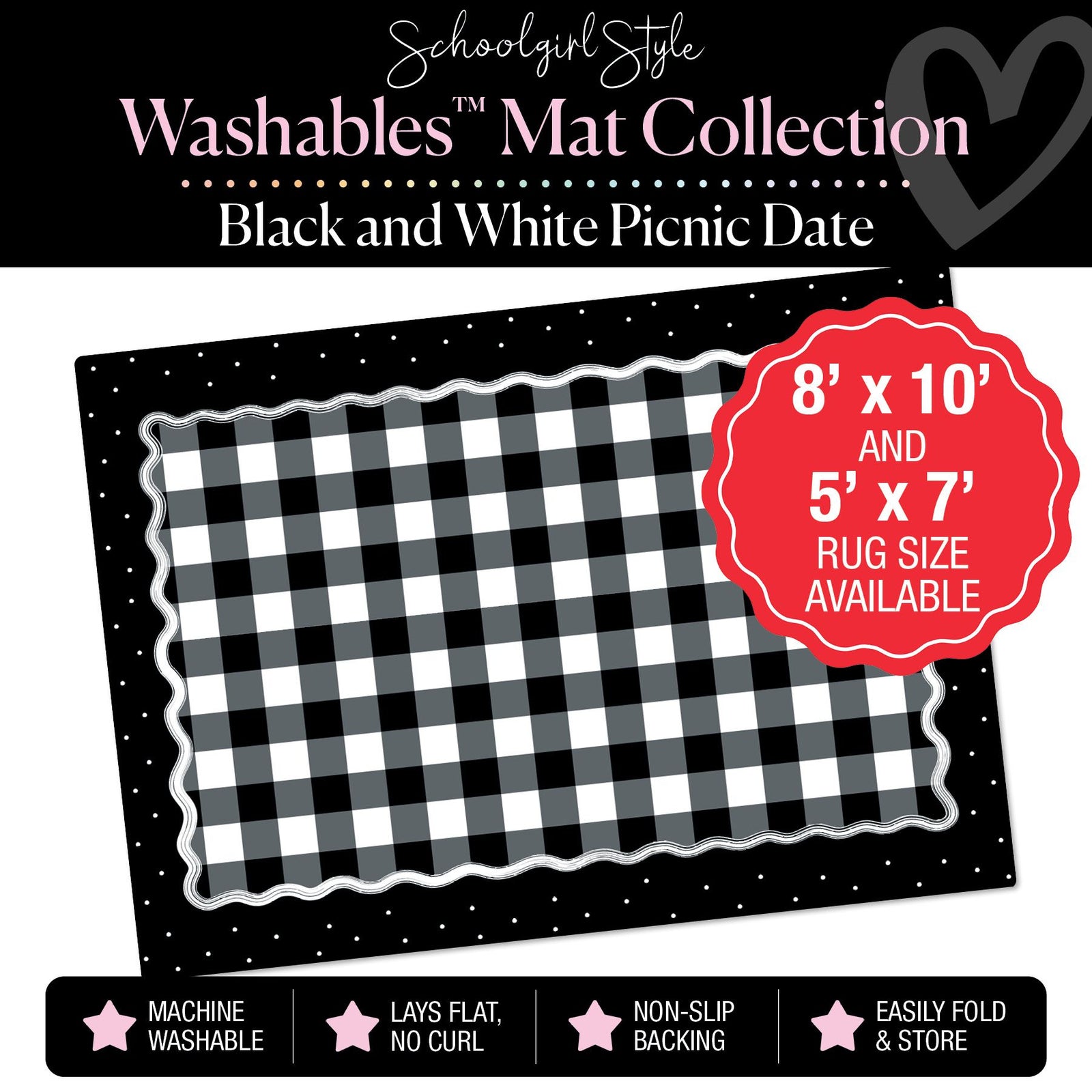 Black and White Picnic Date Classroom Mat by Schoolgirl Style