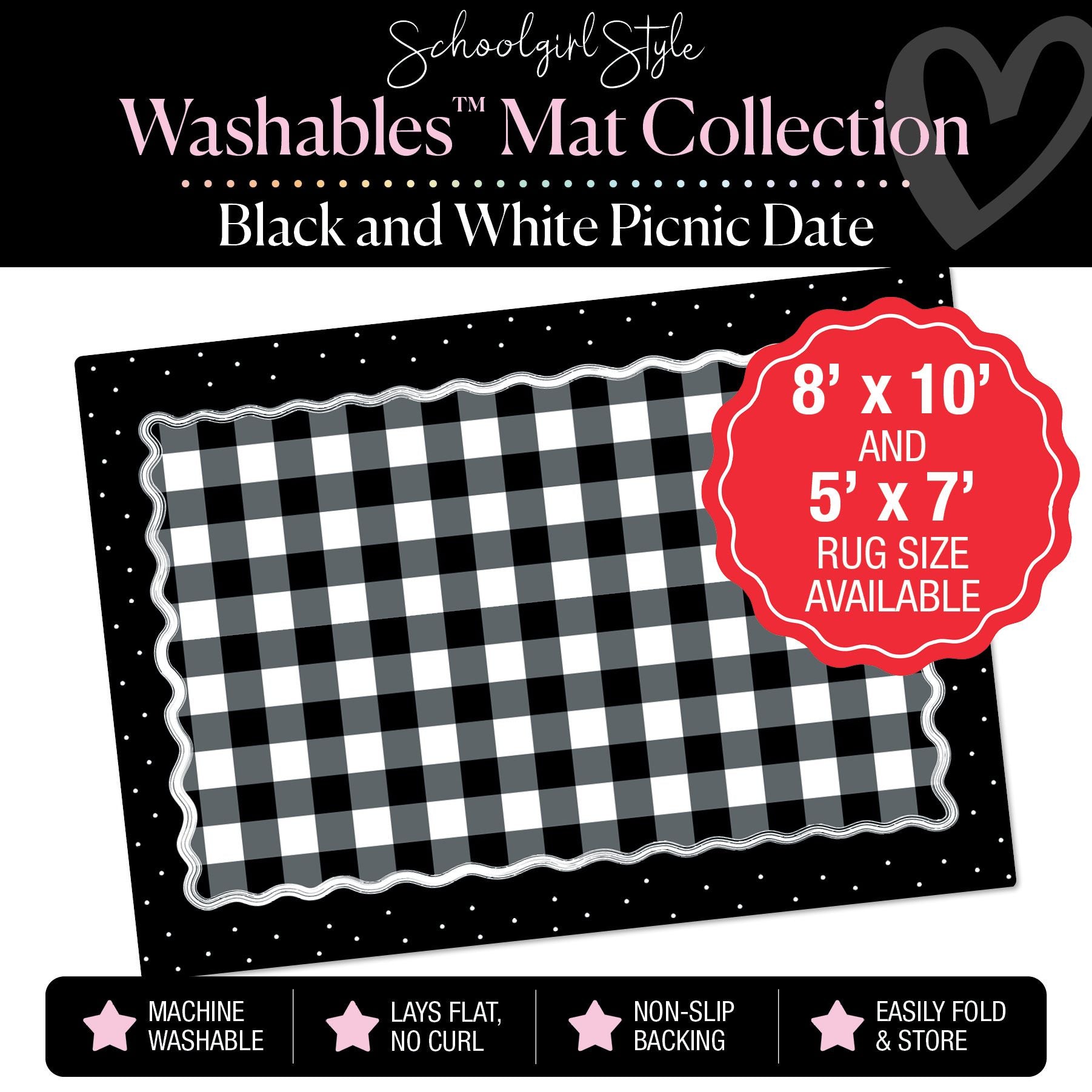 Black and White Picnic Date Classroom Mat by Schoolgirl Style