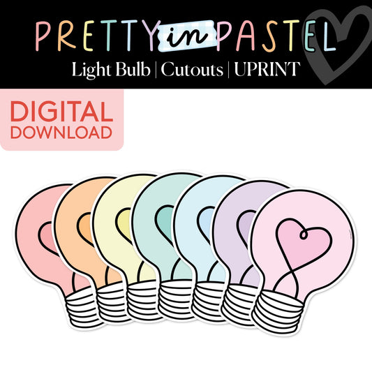 Printable Pastel Light Bulb Bulletin Board Cutouts | Pretty in Pastel