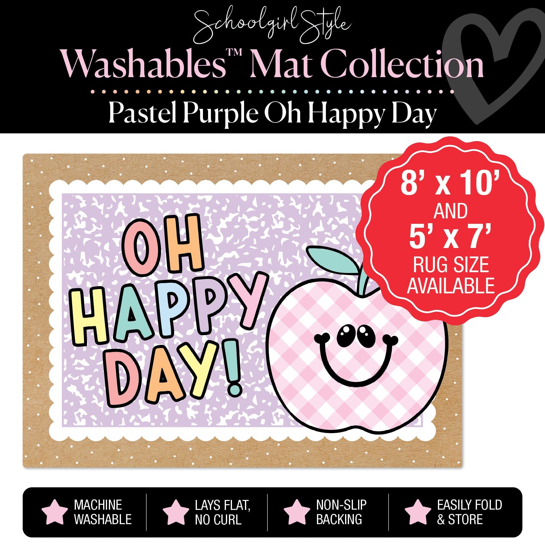 Pastel Purple Oh Happy Day Apple Classroom Mat by Schoolgirl Style