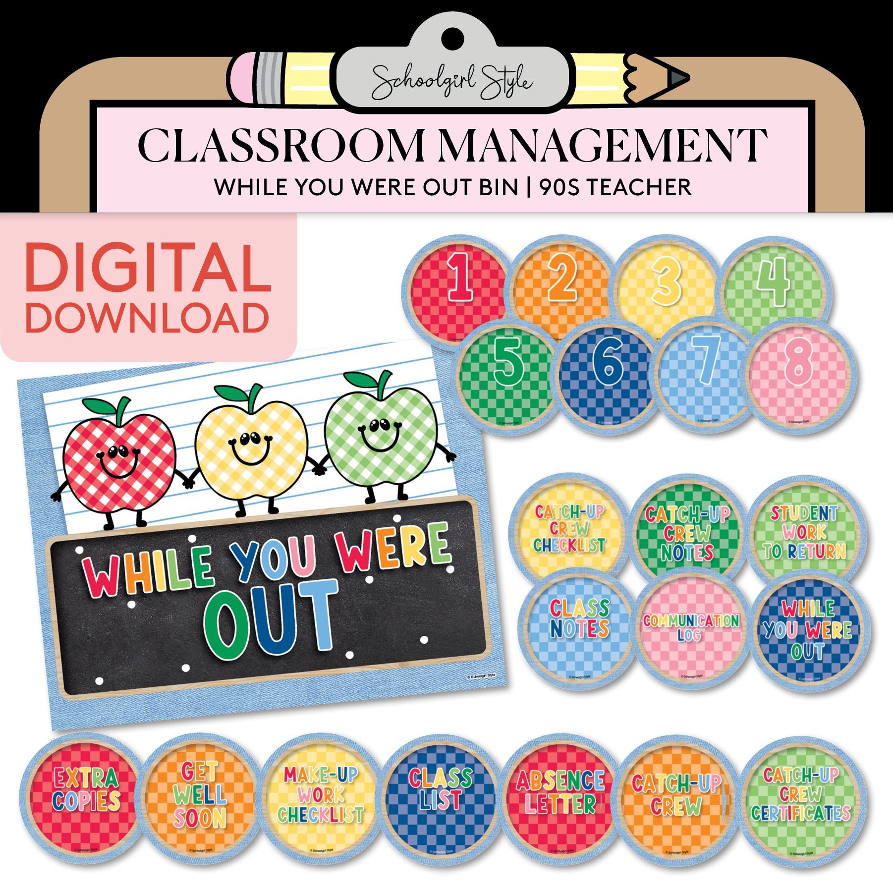 Printable While You Were Out Bin | 90s Teacher
