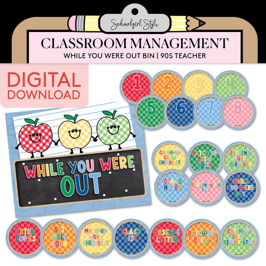 Printable While You Were Out Bin | 90s Teacher