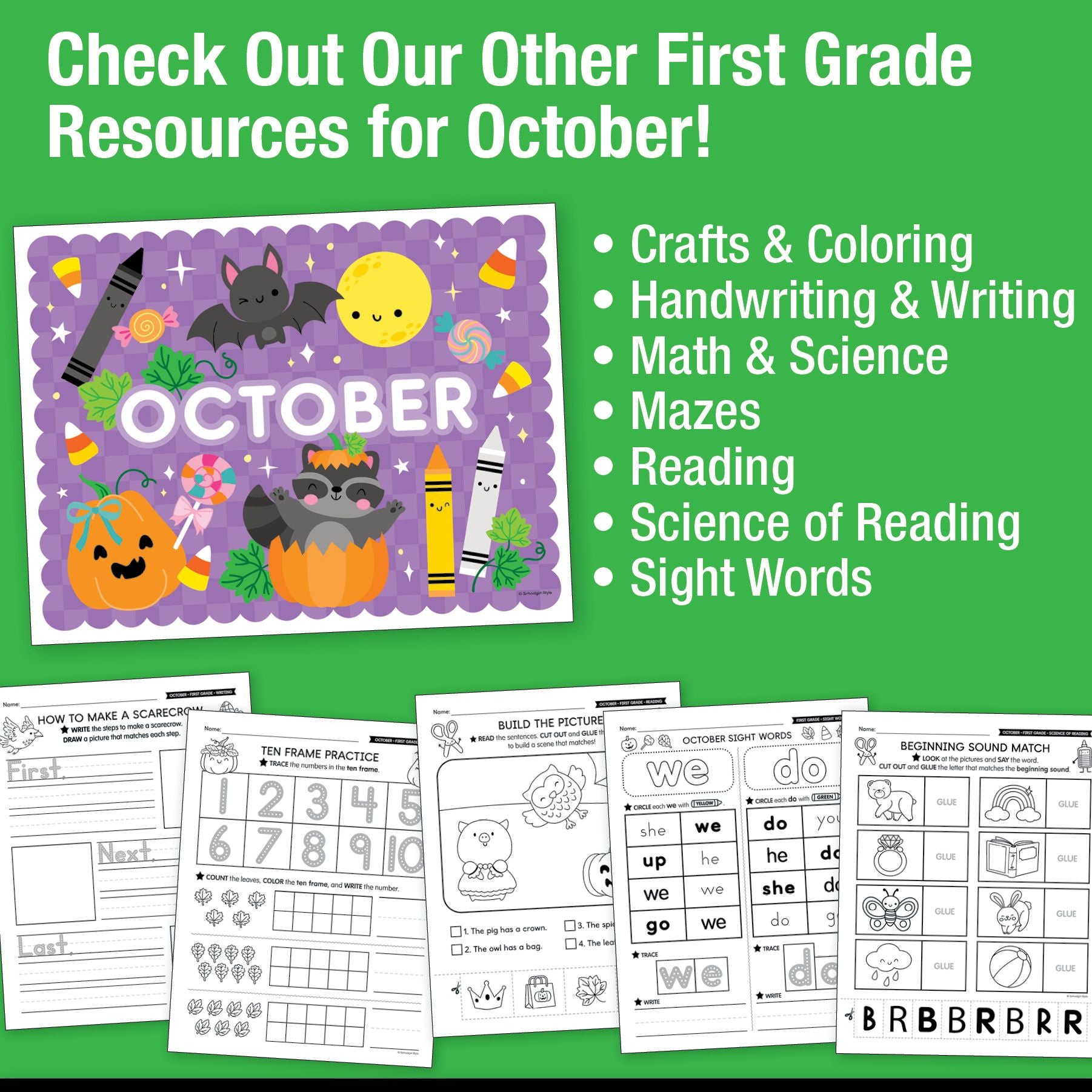 Printable First Grade October Daily Morning Work